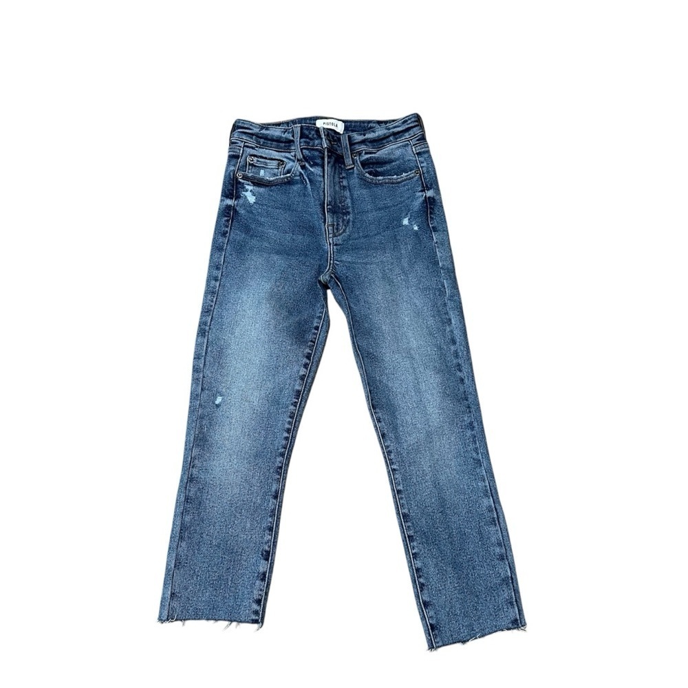 Pistola Women’s Light/Medium Wash Denim High Rise Raw Hem Jeans Sz 26 Guc